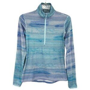 Nike Dri-Fit Blue Striped Long Sleeve Base Layer Running Pullover Top